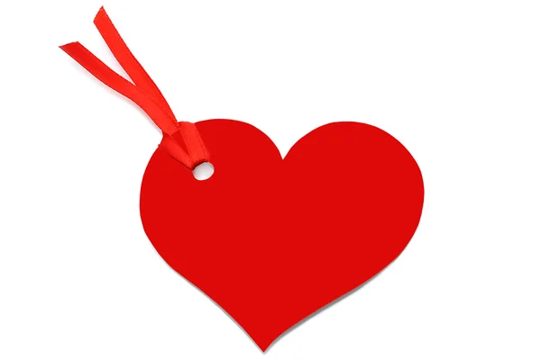 Serce z czerwoną wstążką — Zdjęcie stockowe