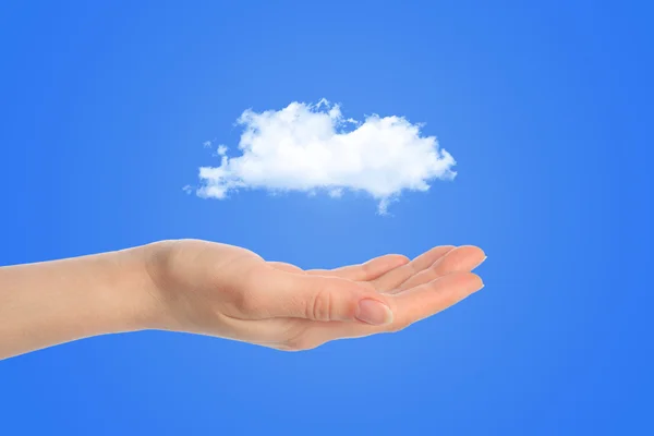 Hand with white cloud — Stock Photo, Image