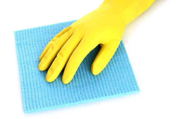 El lastik eldiven ve temizlik sünger — Stok fotoğraf