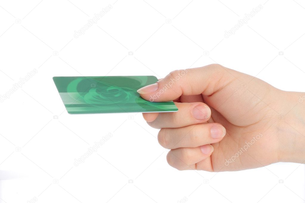 Hand holds charge card