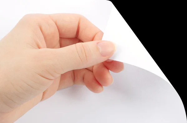 Pusty arkusz papieru z ręki — Zdjęcie stockowe