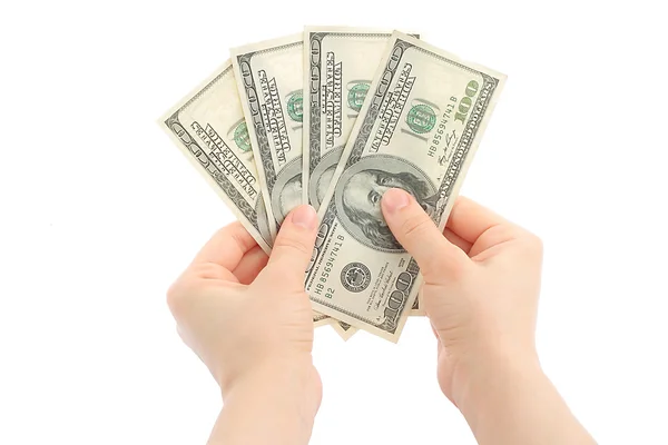Kadının elinde para ile — Stok fotoğraf