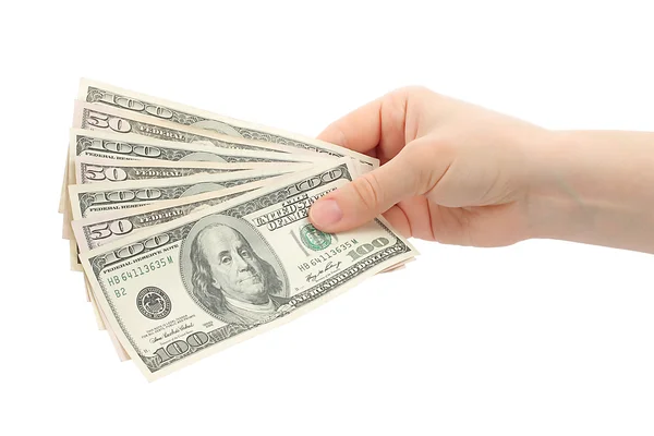 Mulher mão com dinheiro — Fotografia de Stock