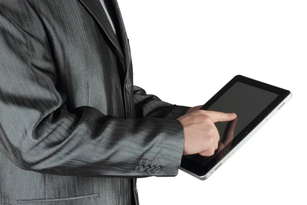 Businessman using touch screen device — Stock Photo, Image
