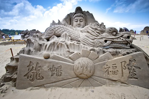 Buddha sand skulptur - Stock-foto