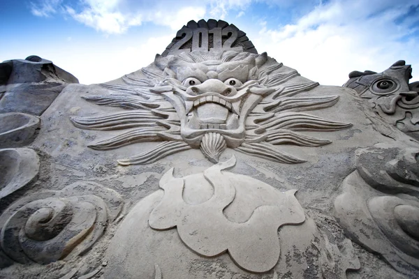 Dragon zand beeldhouwkunst — Stockfoto