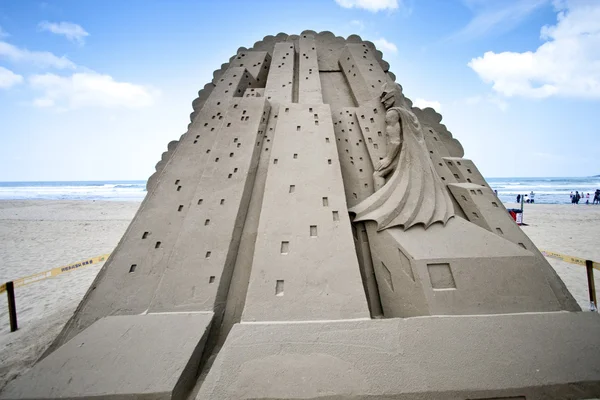 배트맨 모래 조각 — 스톡 사진