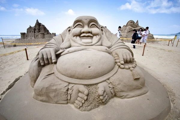 Budhha zand beeldhouwkunst — Stockfoto