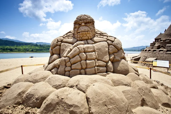 Stoneman kum heykel — Stok fotoğraf