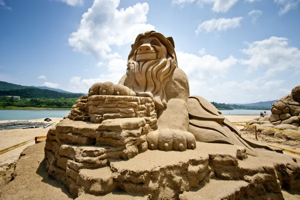 Λιοντάρι άμμο γλυπτική — Φωτογραφία Αρχείου