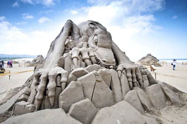 Dinosaur zand beeldhouwkunst — Stockfoto