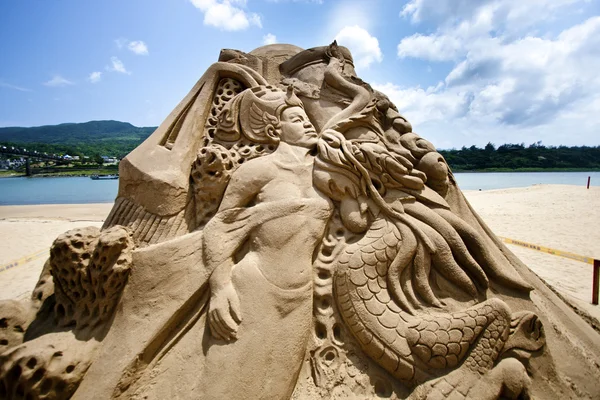 Fairy maiden sand sculpture — Stock Photo, Image