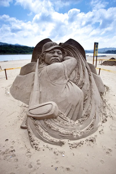 Golf player Yani Tseng sand sculpture — Stock Photo, Image