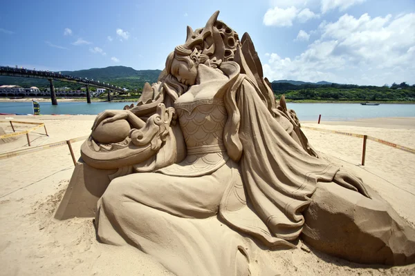 Fairy meisje zand beeldhouwkunst — Stockfoto