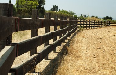 Çiftlikte ahşap çitler