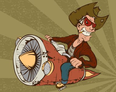 Biker on the turbo bike clipart