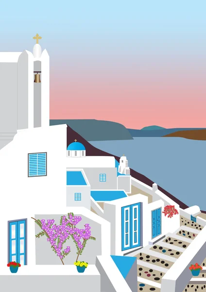 Греческий остров деревня — стоковый вектор
