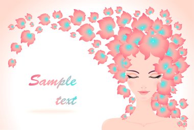 Girl with flowers hair clipart