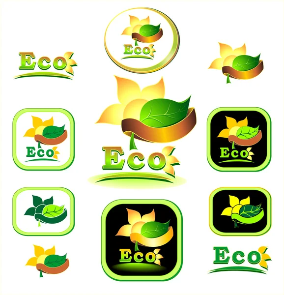 Öko-Ikone und Logo — Stockvektor