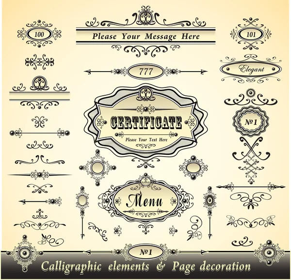 Ange kalligrafi och sidor dekoration — Stock vektor