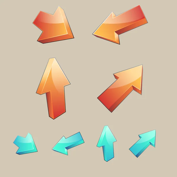 Set of 4 three-dimensional arrows — Stock Vector