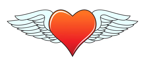 Szív, angyali szárny — Stock Vector
