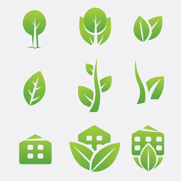 Green eco icons — Stock Vector