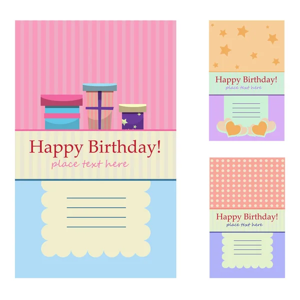 Doğum günü tebrik kartları — Stok Vektör
