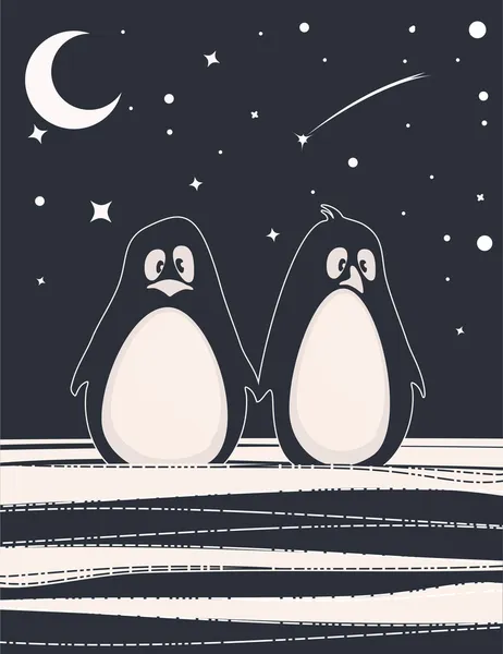 Leuke kaart met pinguins — Stockvector