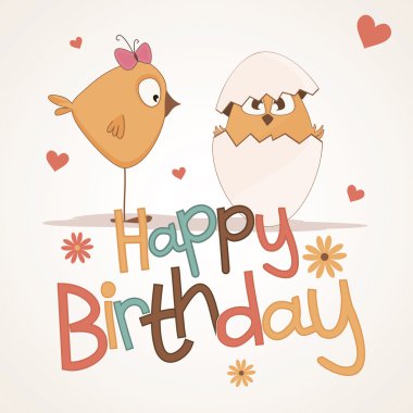 Cute happy birthday card. clipart