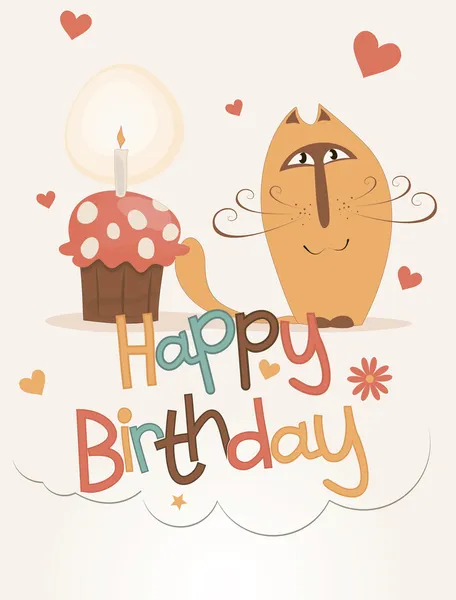 Cute happy birthday card — Stock Vector
