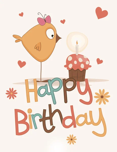 Cute happy birthday card — Stock Vector