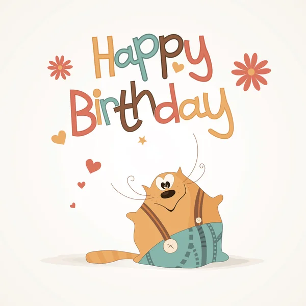 Cute happy birthday card. — Stock Vector
