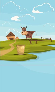 Cows grazing in the meadow. clipart