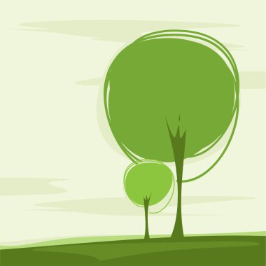 card with a stylized trees clipart