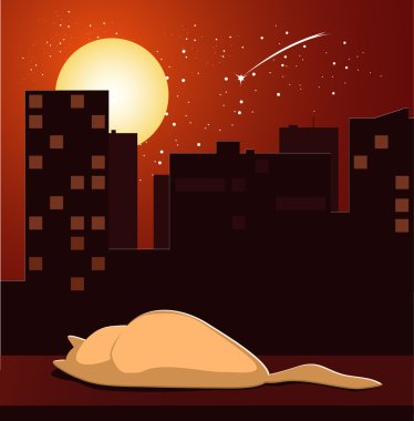 Cat sleeping on windowsill clipart