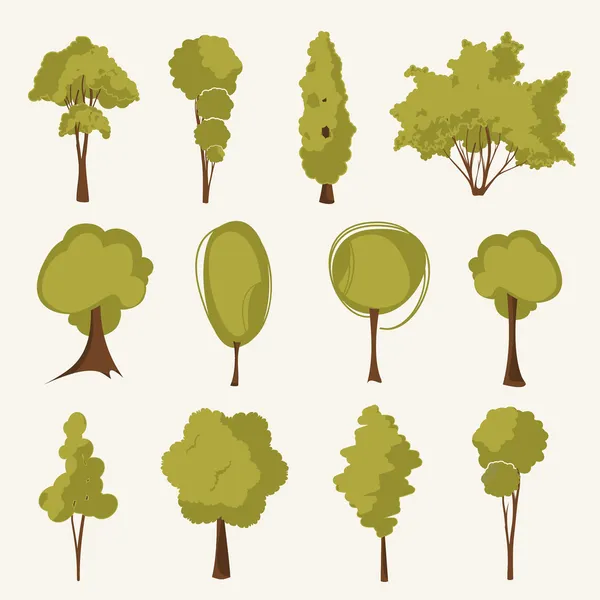 Conjunto de árvores de ilustração — Vetor de Stock