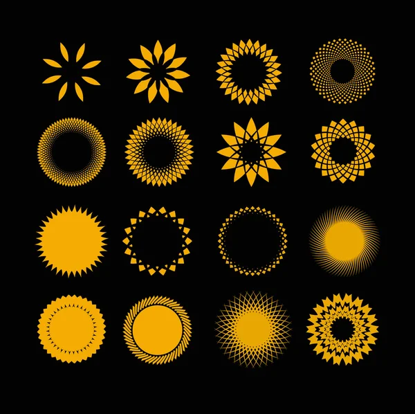 Symboly slunce v sadě — Stockový vektor