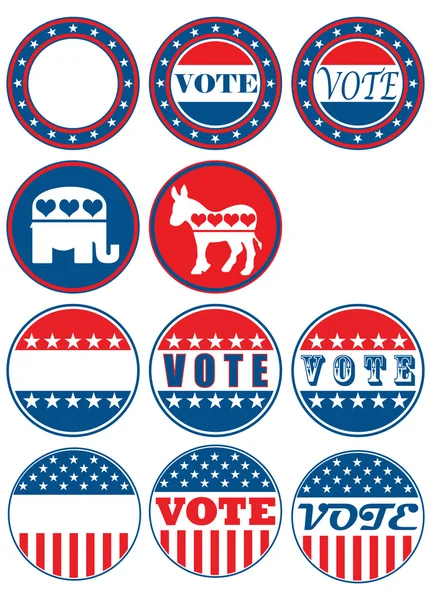 Conjunto de 11 distintivos de campanha eleitoral — Fotografia de Stock