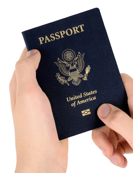 Hands holding passport — Stock Photo, Image