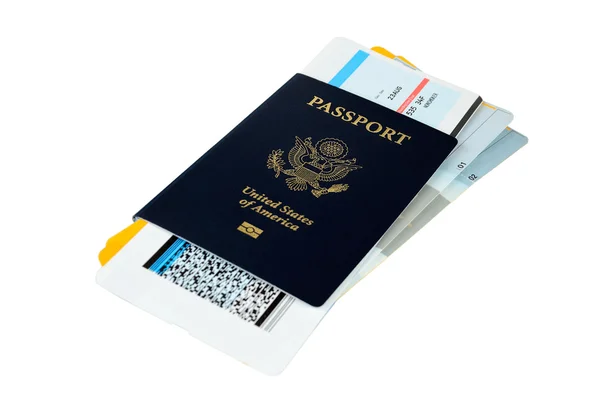 Uns Reisepass mit Bordkarte — Stockfoto