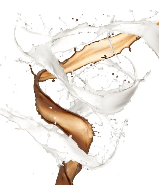 牛乳とチョコレートのスプラッシュ — ストック写真