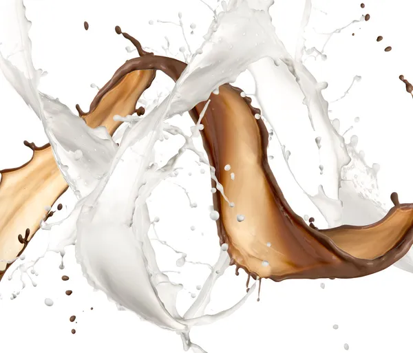 Splash mleka i czekolady — Zdjęcie stockowe