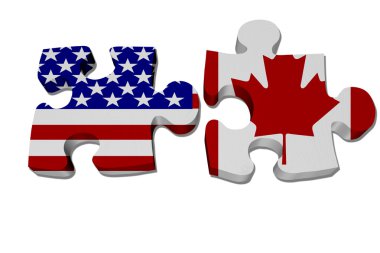 US working with Canada clipart