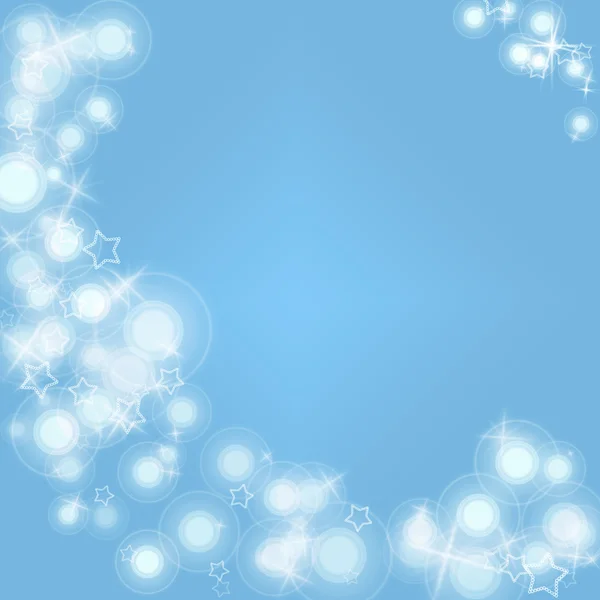 Flares brancos e estrelas em um fundo azul pálido — Fotografia de Stock