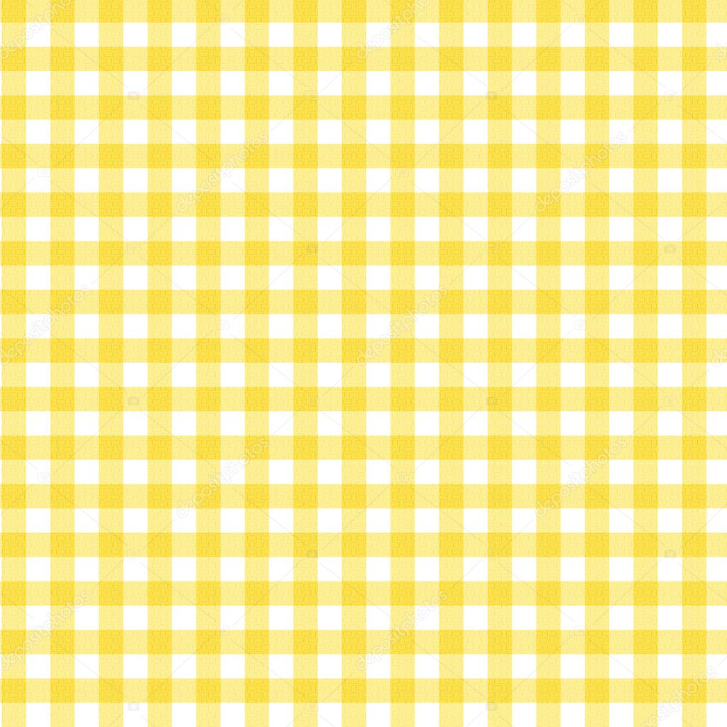 Yellow Gingham Fabric Background