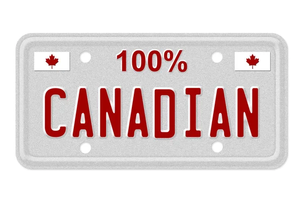 100 τοις εκατό Καναδά κατασκευασμένα πινακιδών αριθμού κυκλοφορίας — Φωτογραφία Αρχείου