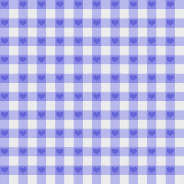 Purple Gingham Fabric with Hearts Background — Stock Photo, Image