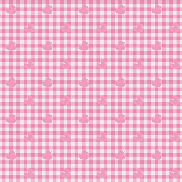 Pink Gingham Fabric with Ducks Background — Stock Photo, Image