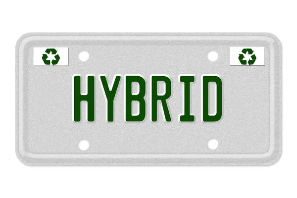 ハイブリッド車のナンバー プレート — ストック写真